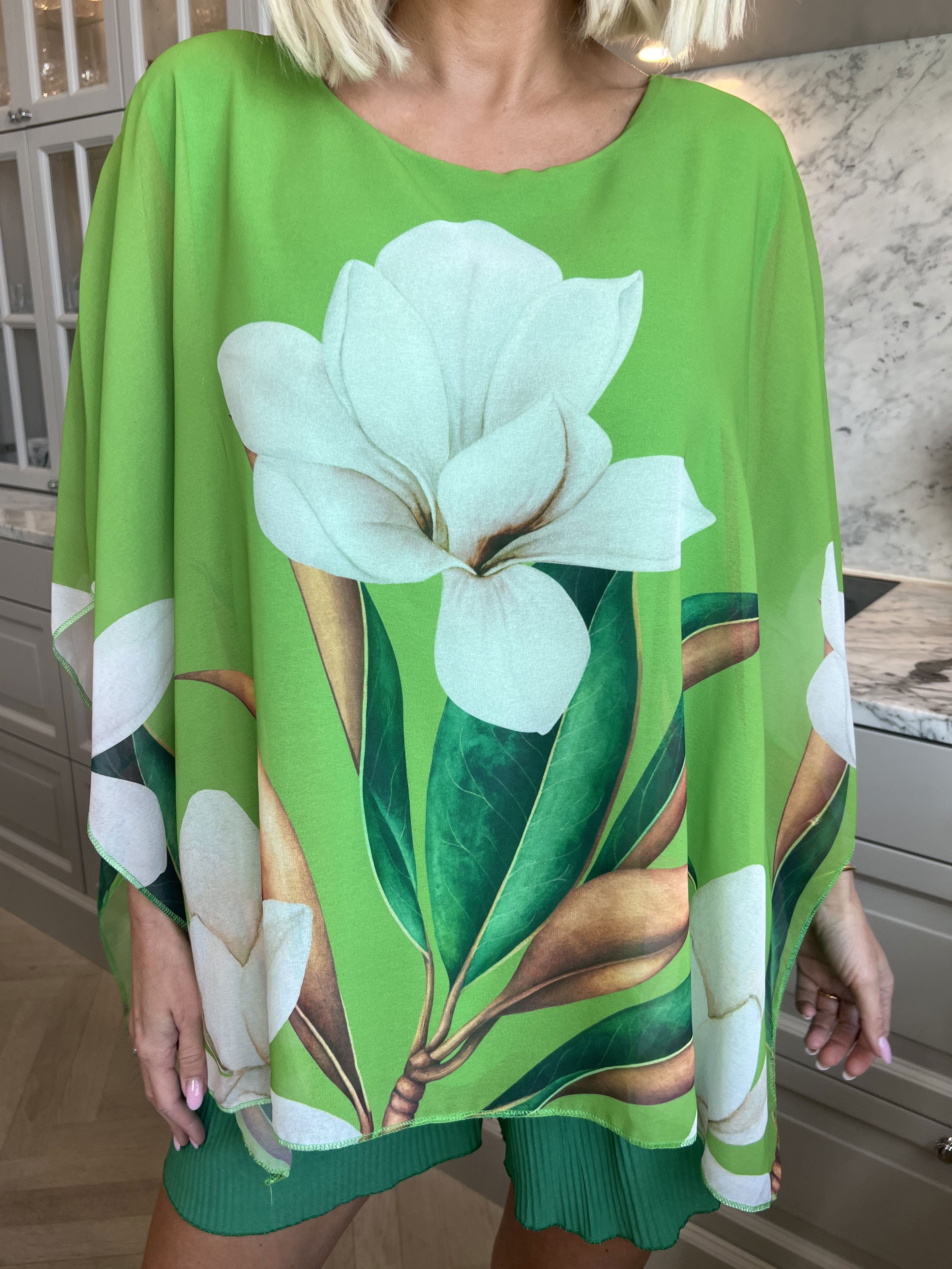 Mian - Farverig tunika med chiffonlag